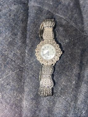 Aspire Silver-Tone Women's Crystal Accent Bracelet Watch